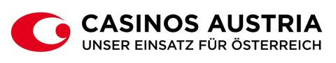 Logo Casinos Austria mit Zusatzinformation "Unser Einsatz für Österreich"